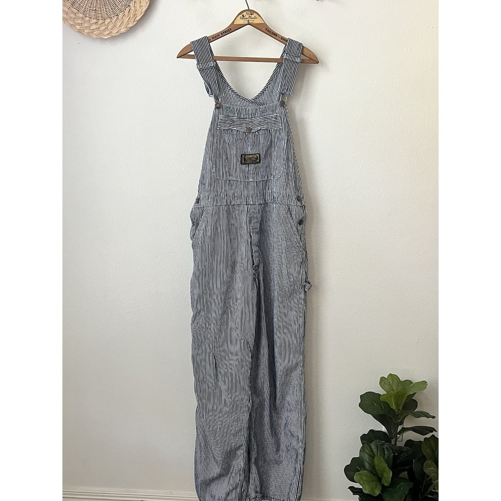 VTG 60s Washington Dee Cee blue white train conductor overalls denim S/M